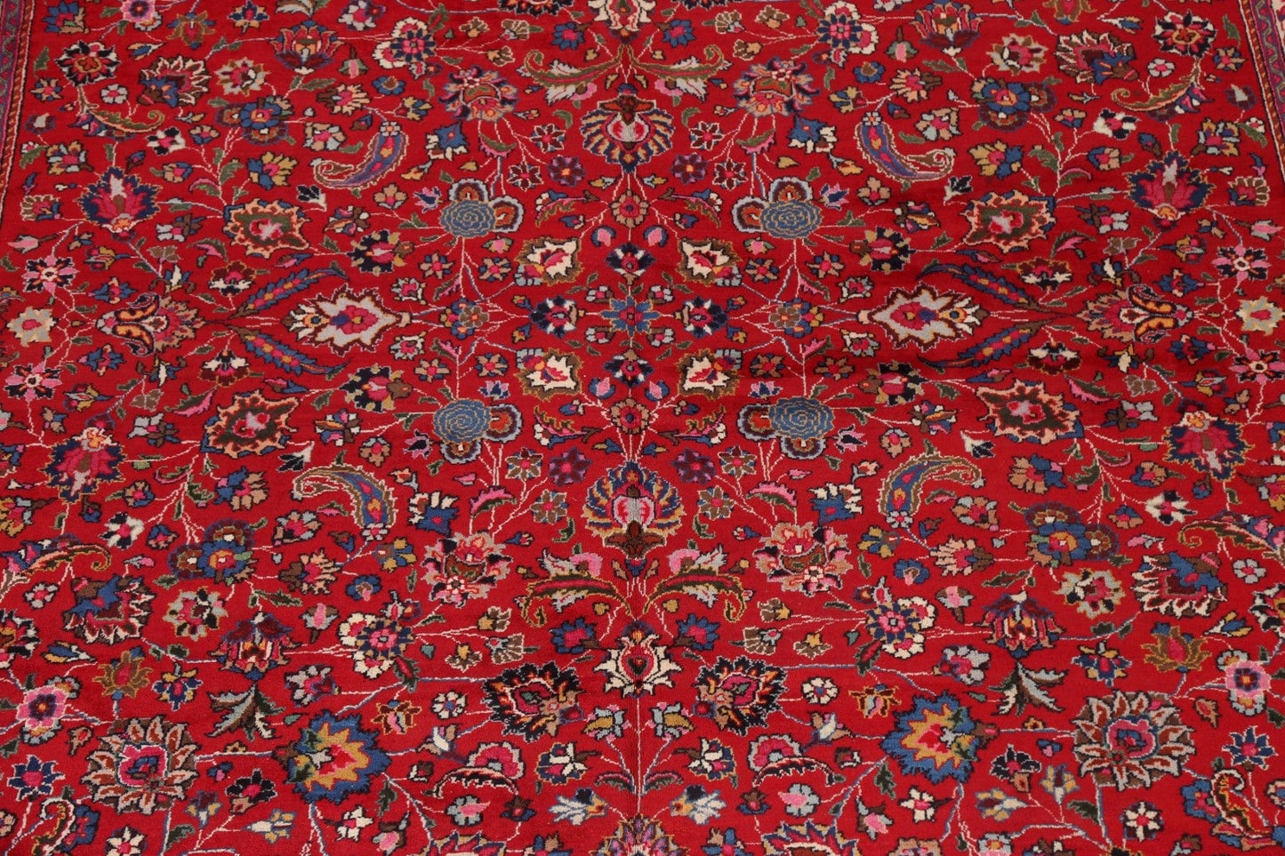 Vegetable Dye Signed Mashad Persian Rug 10x13