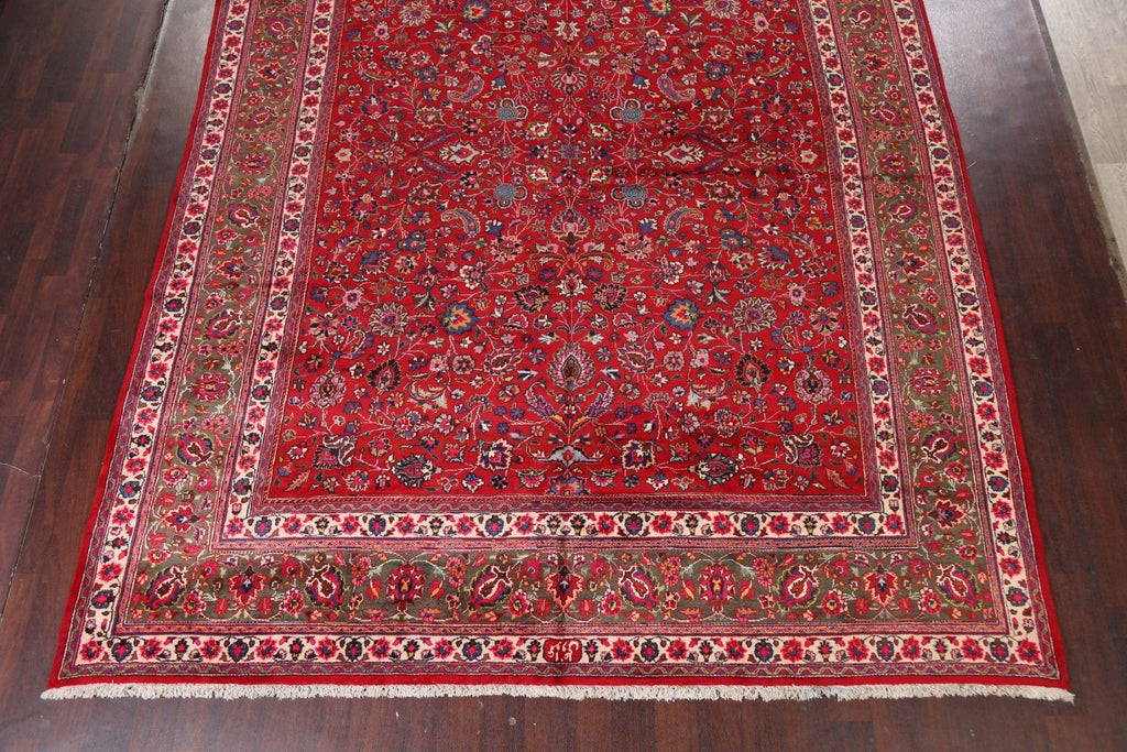 Vegetable Dye Signed Mashad Persian Rug 10x13