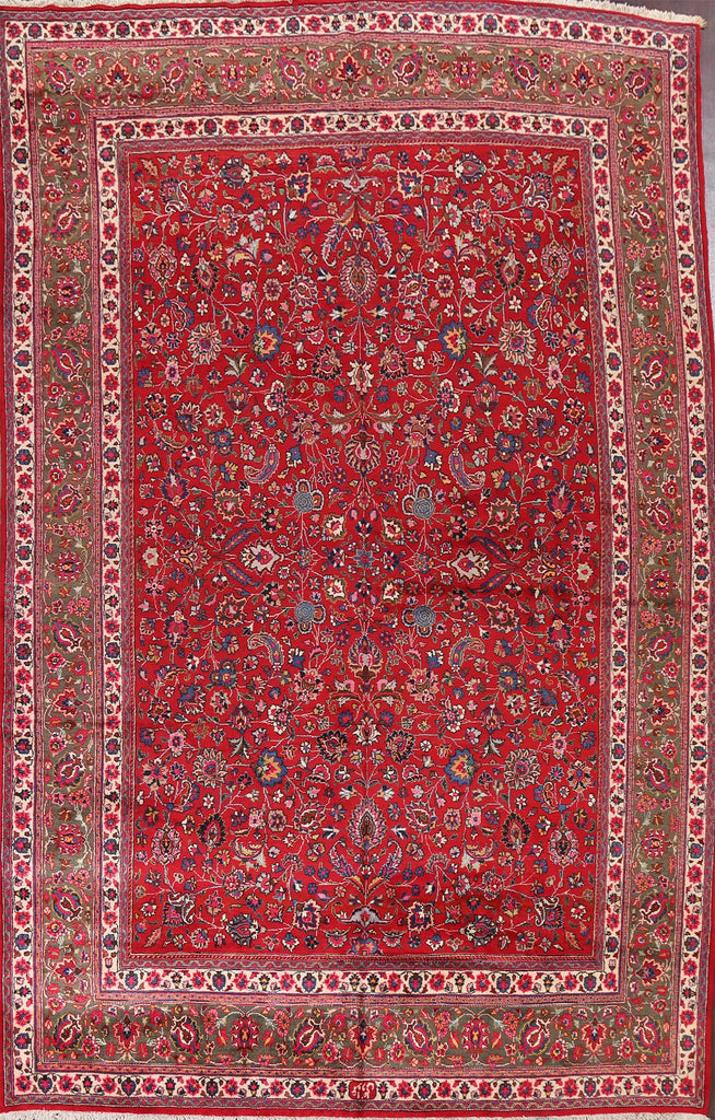 Vegetable Dye Signed Mashad Persian Rug 10x13