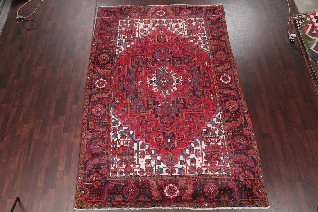 Red Geometric Heriz Persian Area Rug 8x11