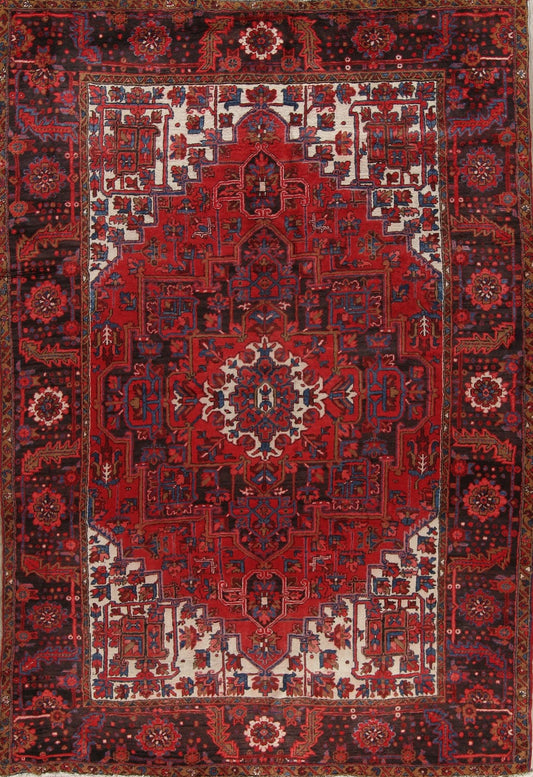 Red Geometric Heriz Persian Area Rug 8x11