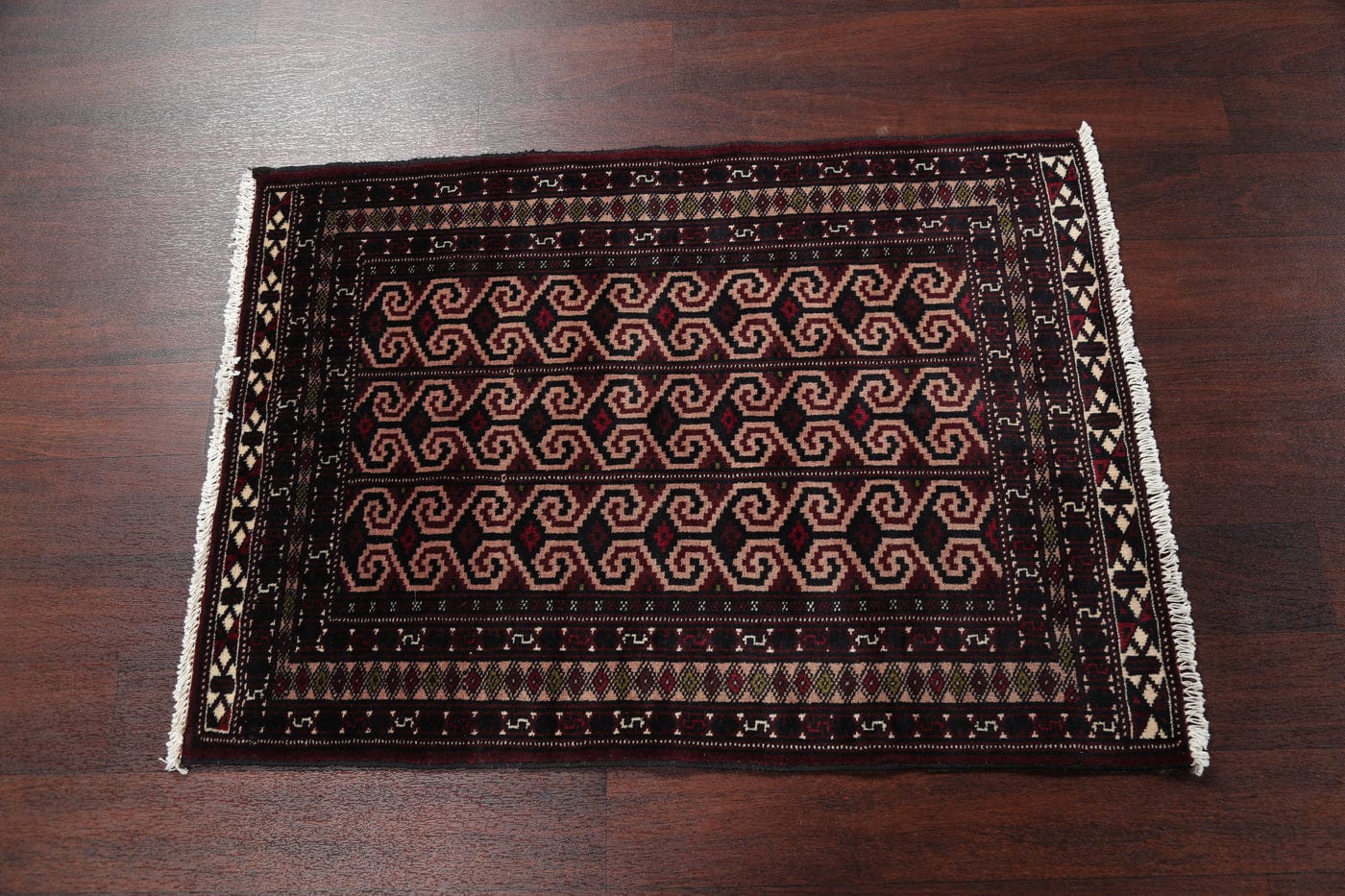 Geometric Turkoman Bokhara Persian Area Rug 3x4