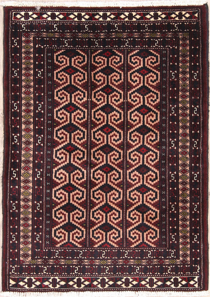 Geometric Turkoman Bokhara Persian Area Rug 3x4