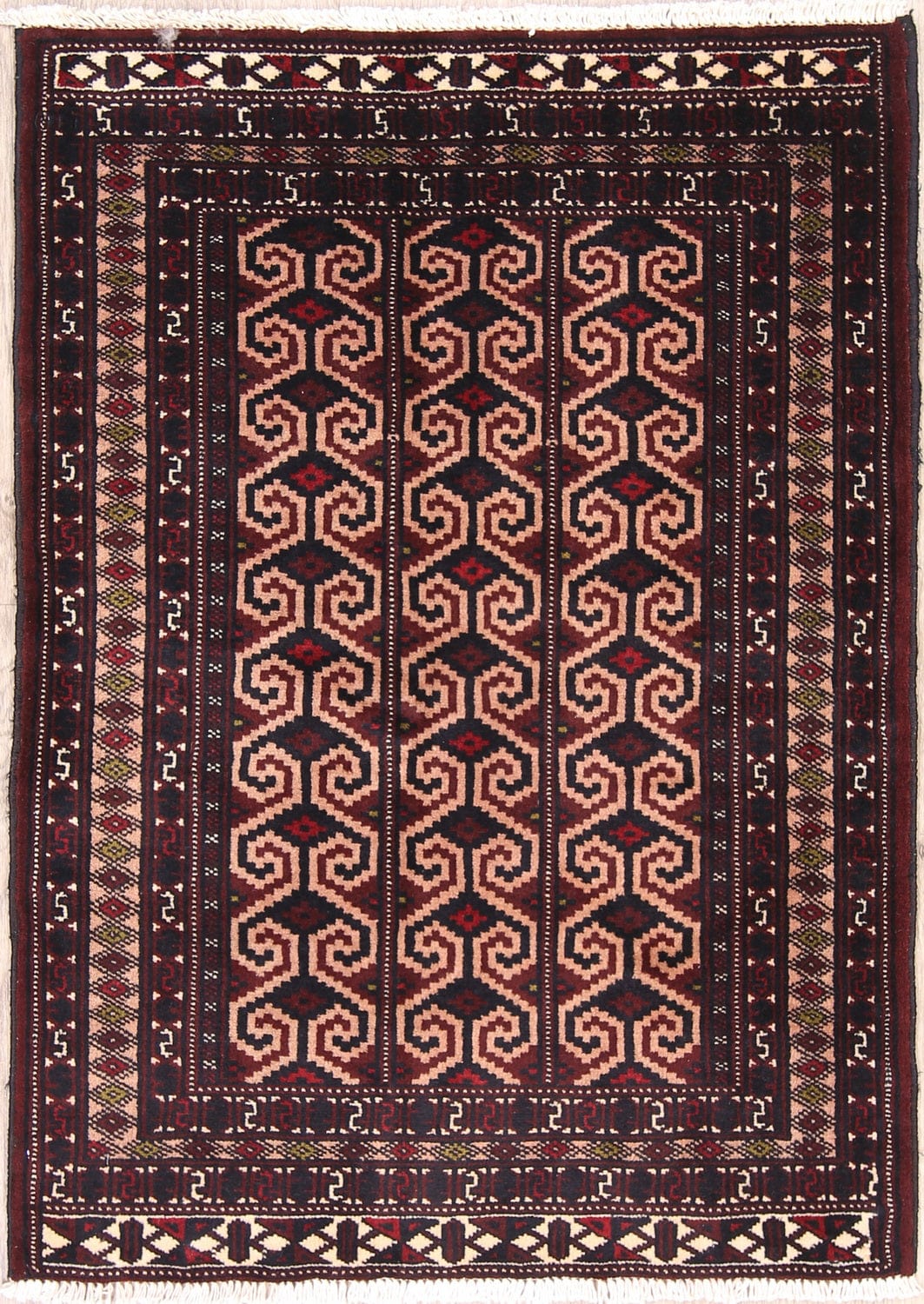 Geometric Turkoman Bokhara Persian Area Rug 3x4