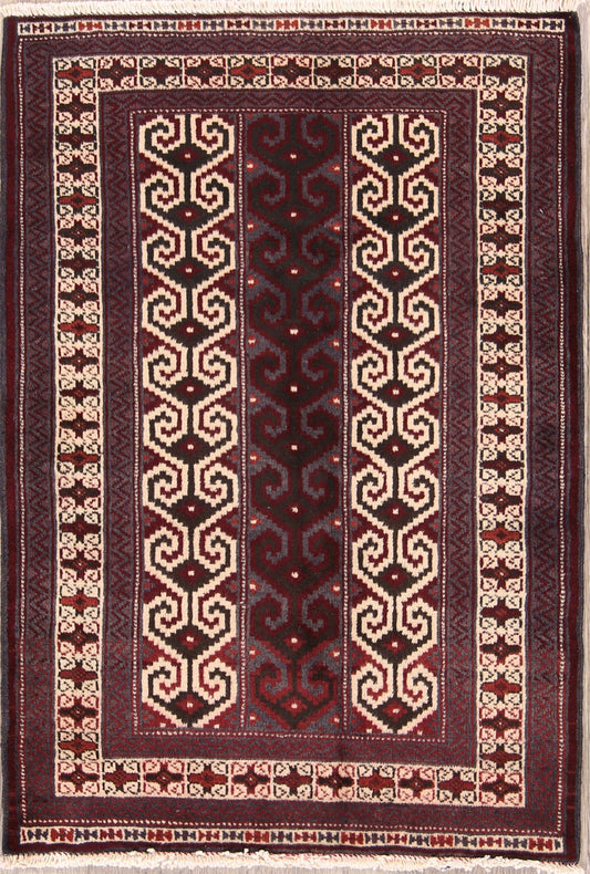 Geometric Turkoman Bokhara Persian Area Rug 3x4