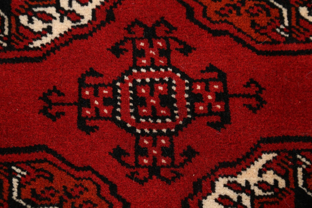 One-of-a-Kind Red Geometric Balouch Persian Hand-Knotted 5x8 Wool Area Rug