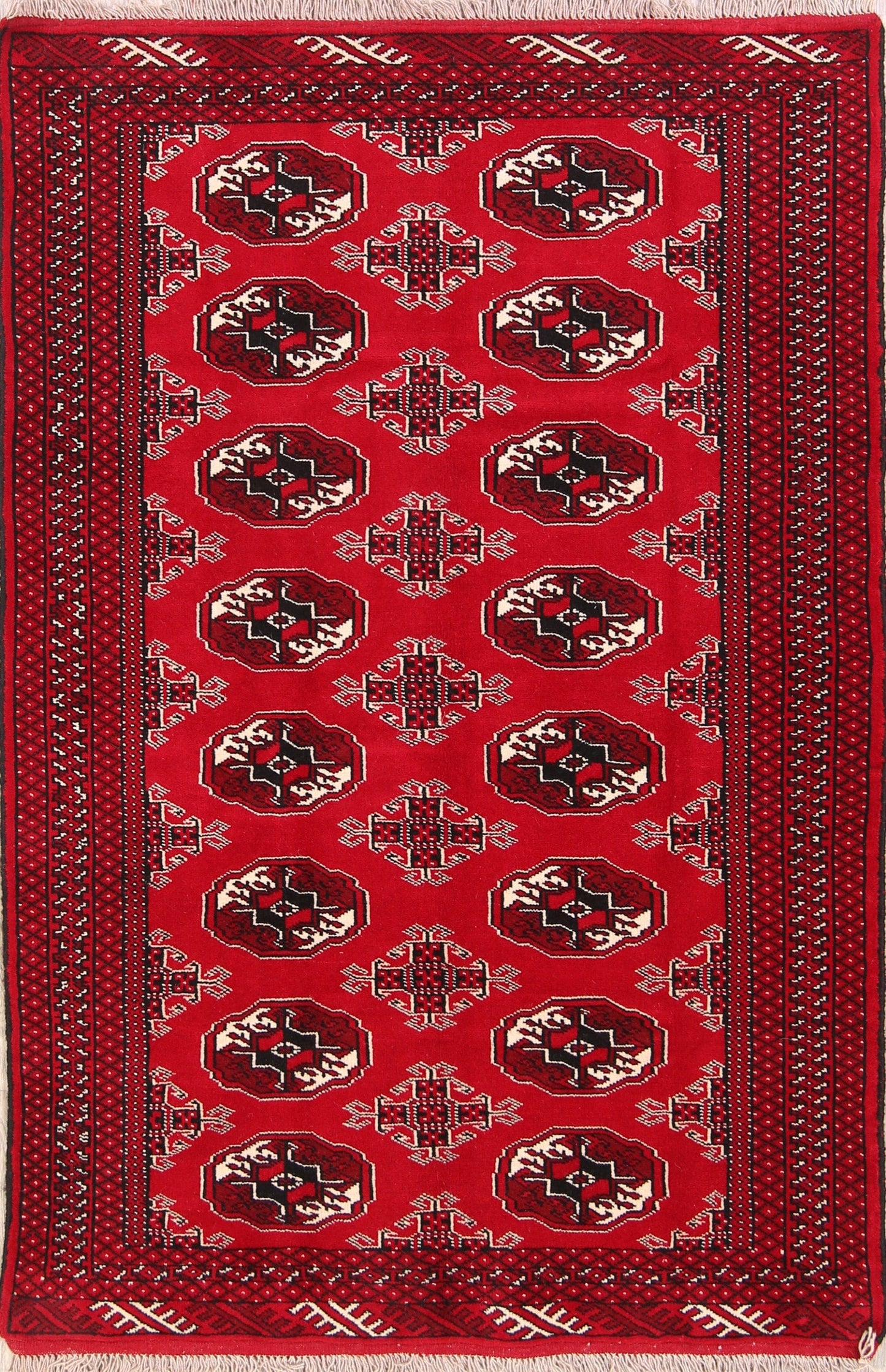 Geometric Balouch Bokhara Persian Area Rug 4x6