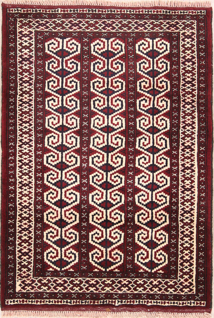 Geometric Turkoman Bokhara Persian Area Rug 3x4