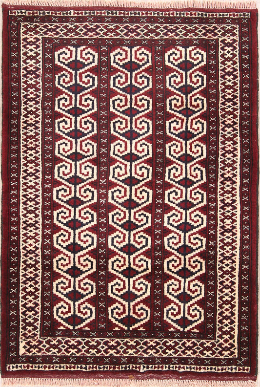 Geometric Turkoman Bokhara Persian Area Rug 3x4