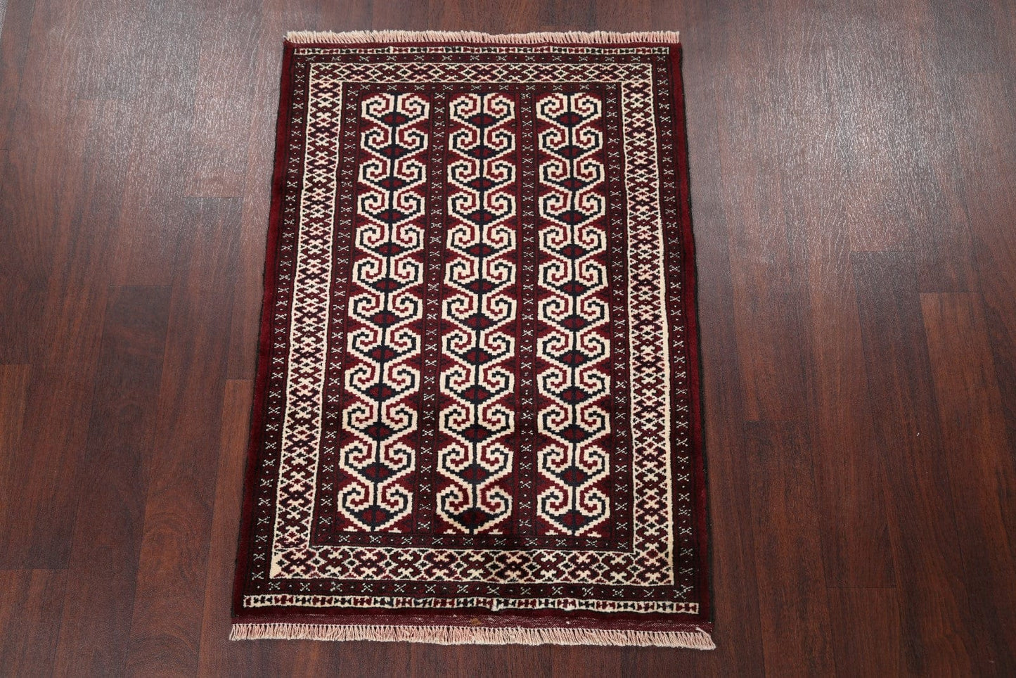 Geometric Turkoman Bokhara Persian Area Rug 3x4