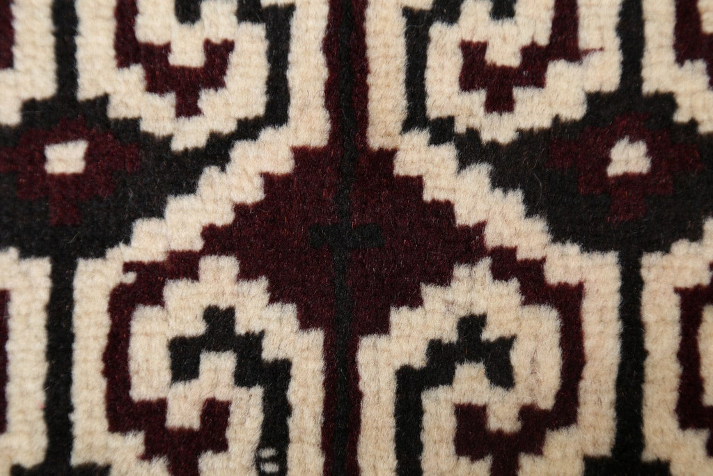 Geometric Turkoman Bokhara Persian Ivory Area Rug 3x4