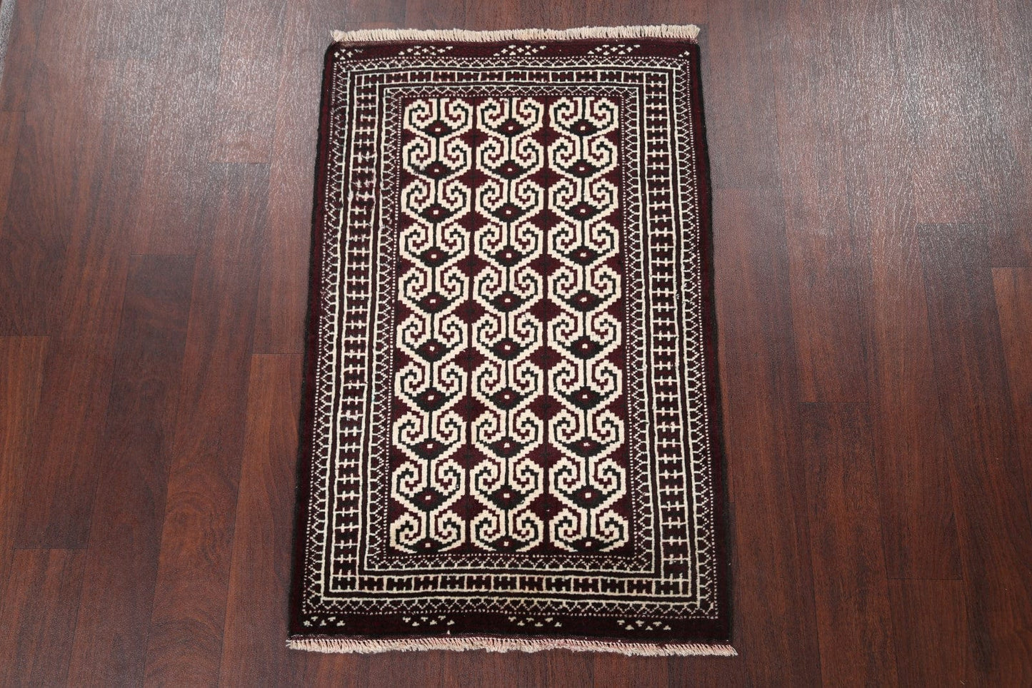 Geometric Turkoman Bokhara Persian Ivory Area Rug 3x4