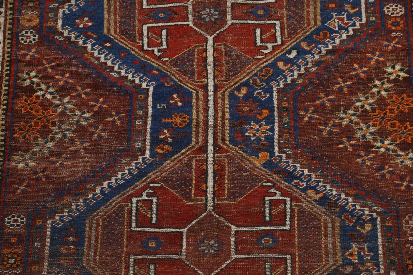 Pre-1900 Antique Ghashghaie Persian Area Rug 5x6