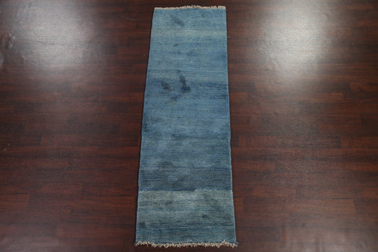 Blue Gabbeh Persian Runner Rug 3x9