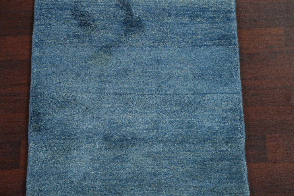 Blue Gabbeh Persian Runner Rug 3x9