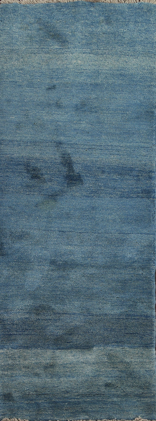 Blue Gabbeh Persian Runner Rug 3x9