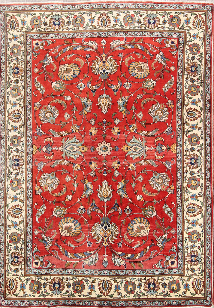 Red Floral Tabriz Persian Area Rug 7x11