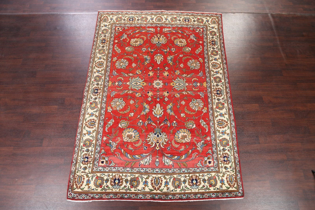 Red Floral Tabriz Persian Area Rug 7x11