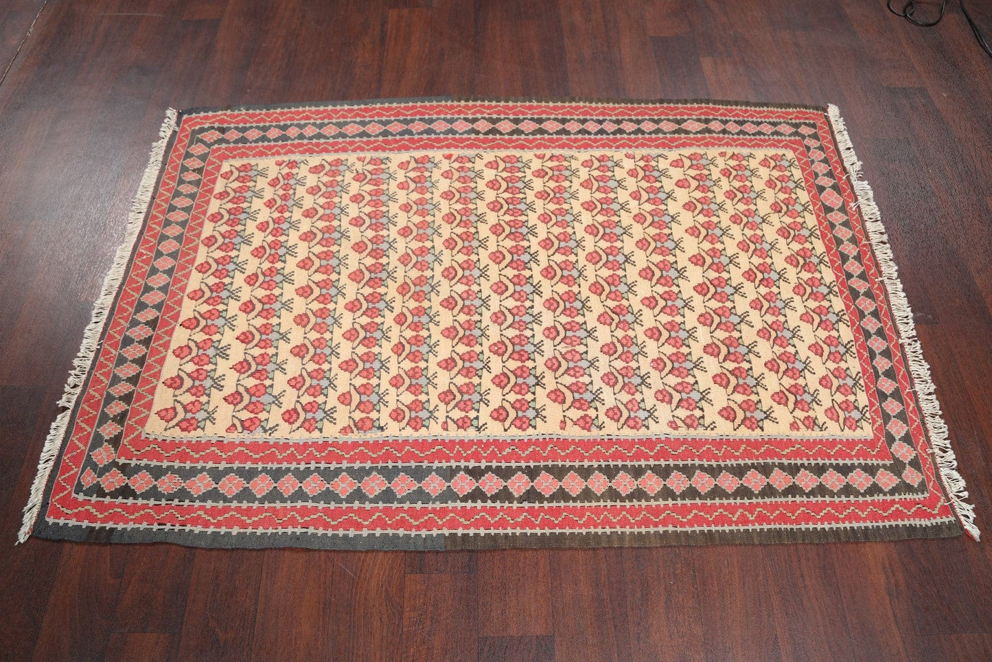 Floral Kilim Senneh  Persian Area Rug 4x6