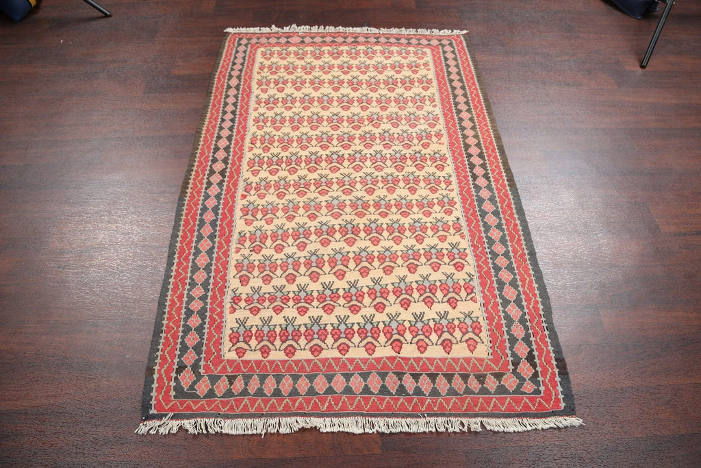 Floral Kilim Senneh  Persian Area Rug 4x6