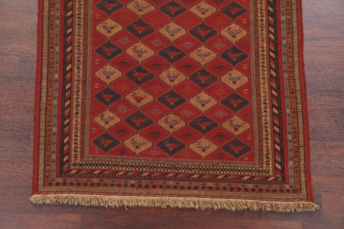 Geometric Flat-weave Sumak Sirjan Persian Area Rug 4x6