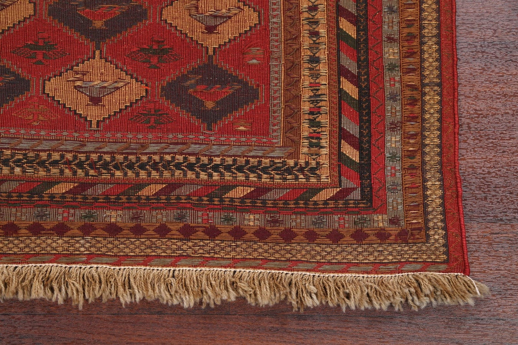 Geometric Flat-weave Sumak Sirjan Persian Area Rug 4x6