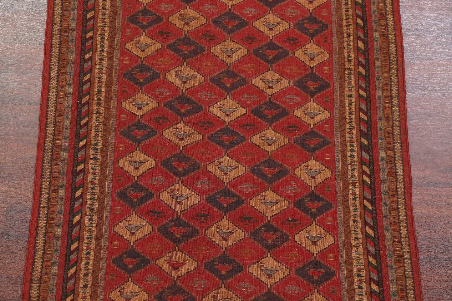 Geometric Flat-weave Sumak Sirjan Persian Area Rug 4x6