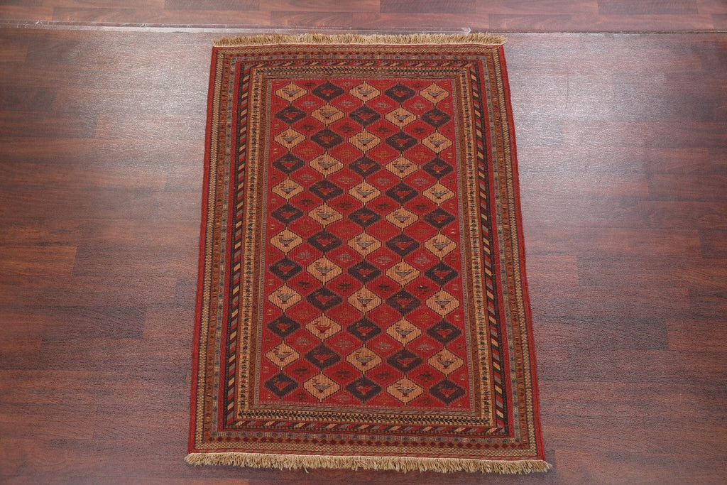 Geometric Flat-weave Sumak Sirjan Persian Area Rug 4x6