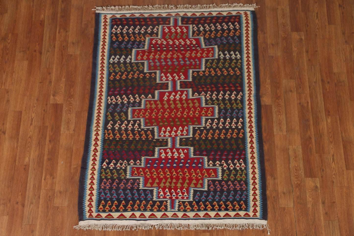 Geometric Sanandaj Persian Area Rug 4x5