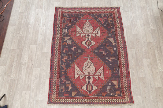 Tribal Sumak Sirjan Persian Area Rug 5x8 Vegetable Dye