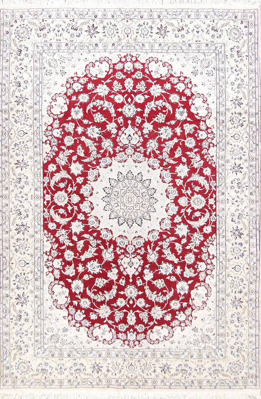 Red Floral Nain Persian Area Rug 7x10