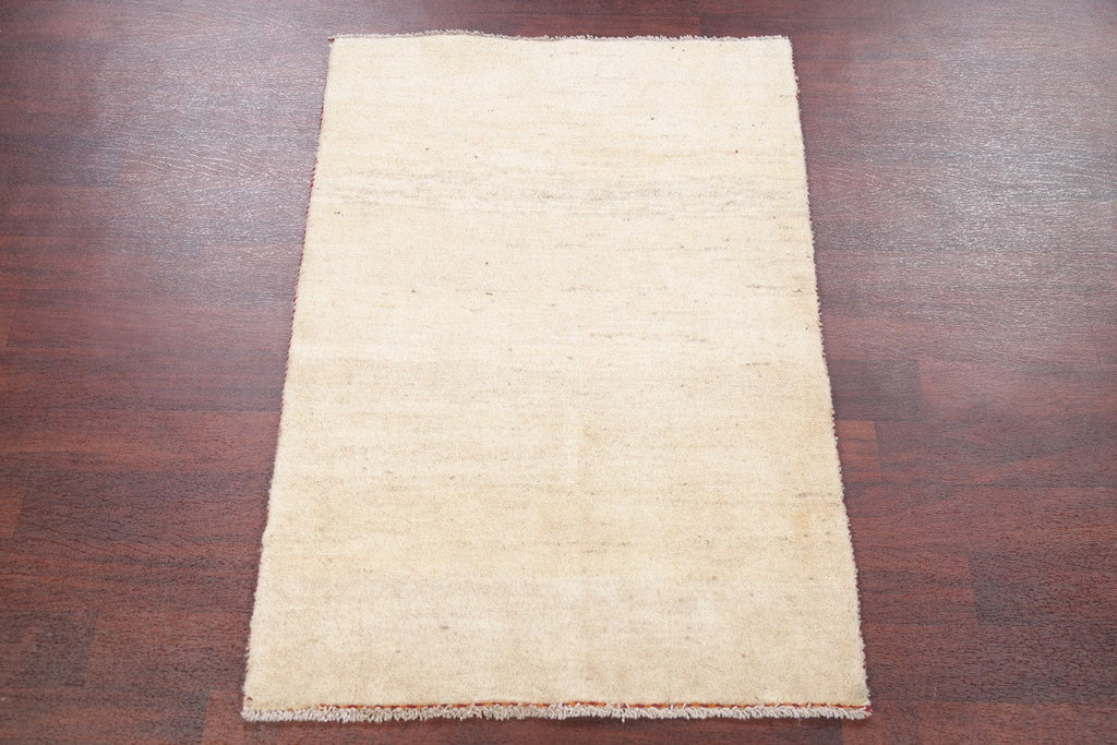 Solid Gabbeh-Shiraz Persian Modern Ivory Area Rug 3x5