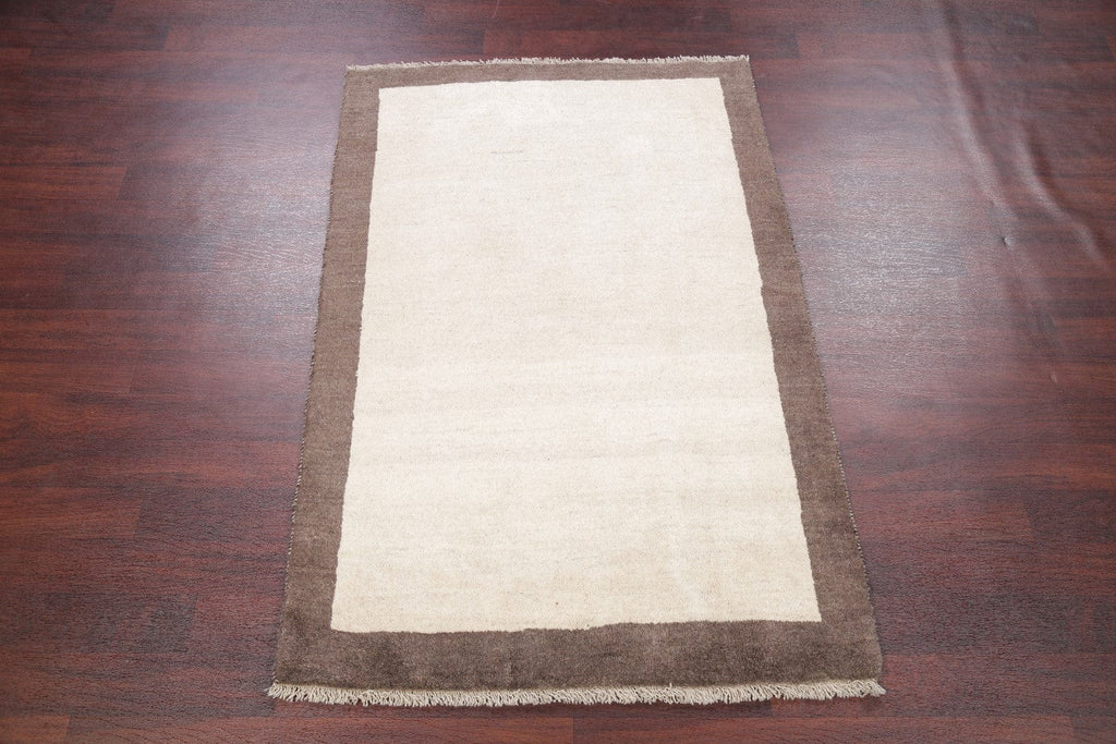 Contemporary Ivory Gabbeh Shiraz Persian Area Rug 4x6