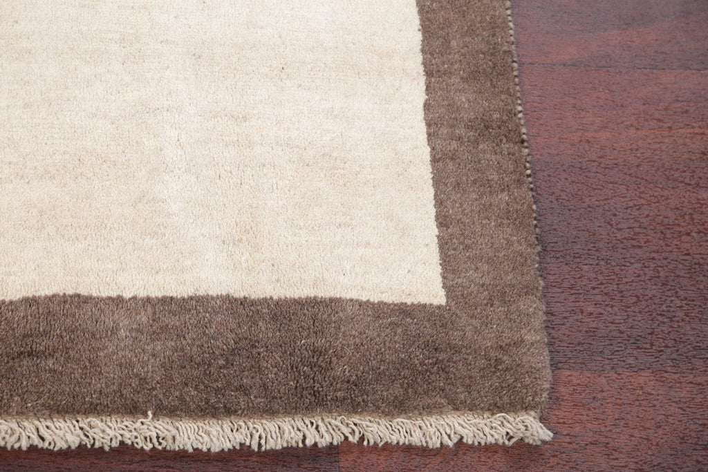 Contemporary Ivory Gabbeh Shiraz Persian Area Rug 4x6