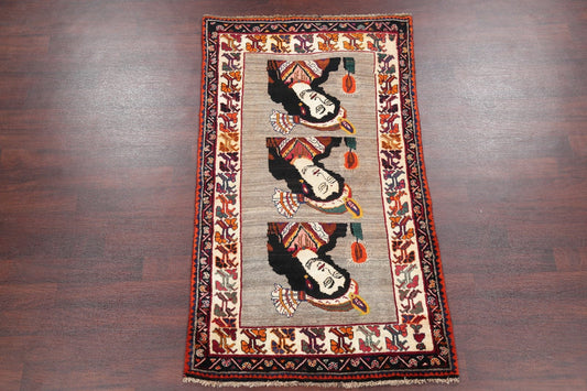 Pictorial Gabbeh Shiraz Persian Area Rug 4x7