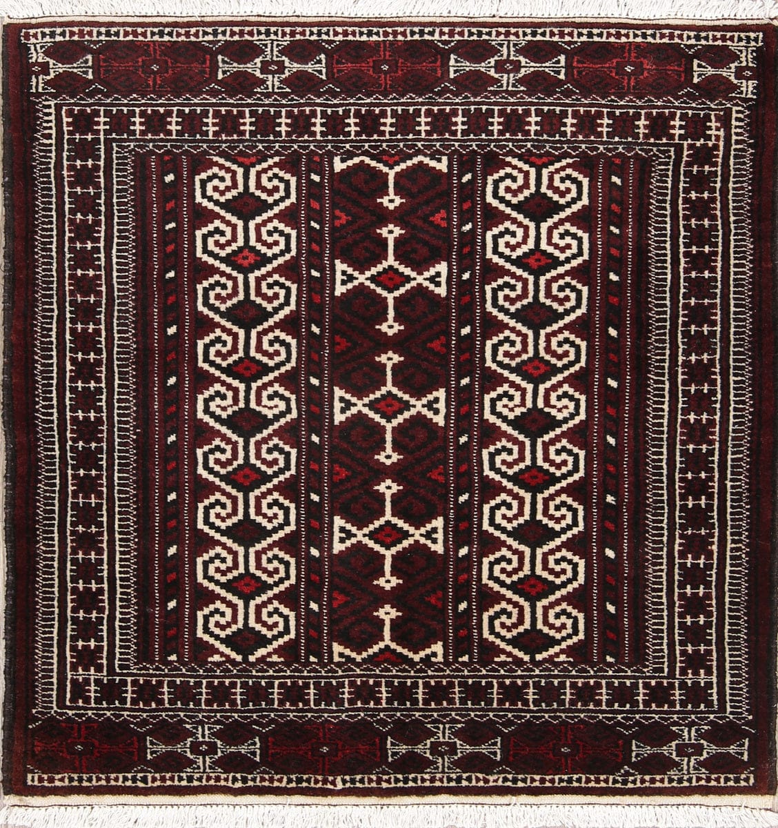 Geometric Turkoman Bokhara Persian Area Rug 3x4