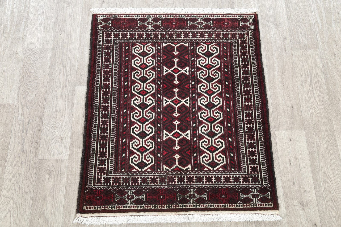 Geometric Turkoman Bokhara Persian Area Rug 3x4