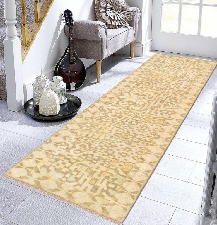 Oushak Collection Hand-Knotted Lamb's Wool Runner- 3' 4" X 11' 7"