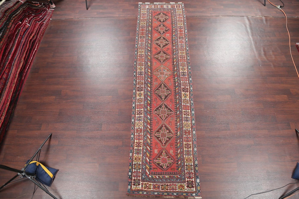 Geometric Kazak Oriental Runner Rug 3x13