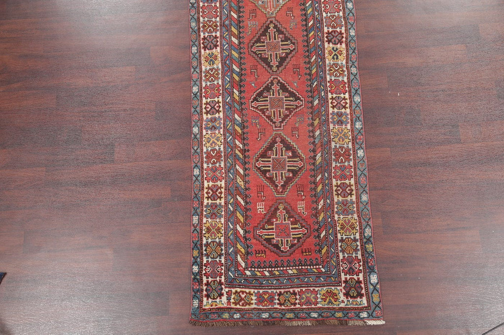 Geometric Kazak Oriental Runner Rug 3x13