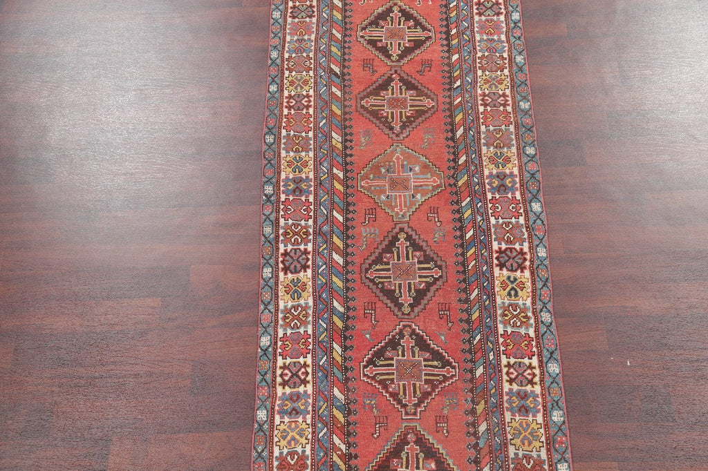 Geometric Kazak Oriental Runner Rug 3x13