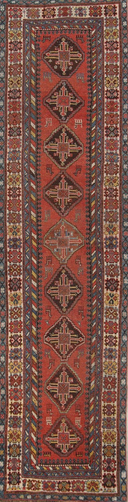 Geometric Kazak Oriental Runner Rug 3x13