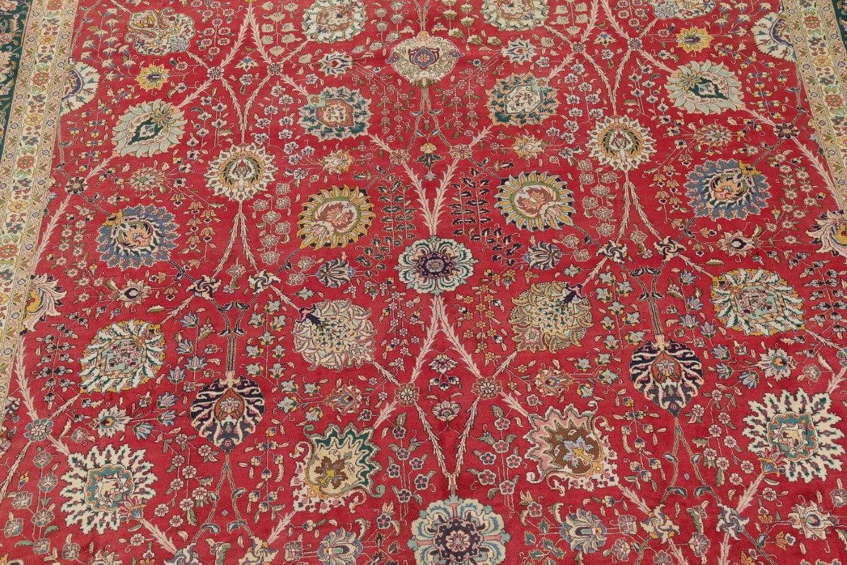 Palace Floral Vegetable Dye Tabriz Persian Hand-Knotted Big 12 x 16 Wool Rug