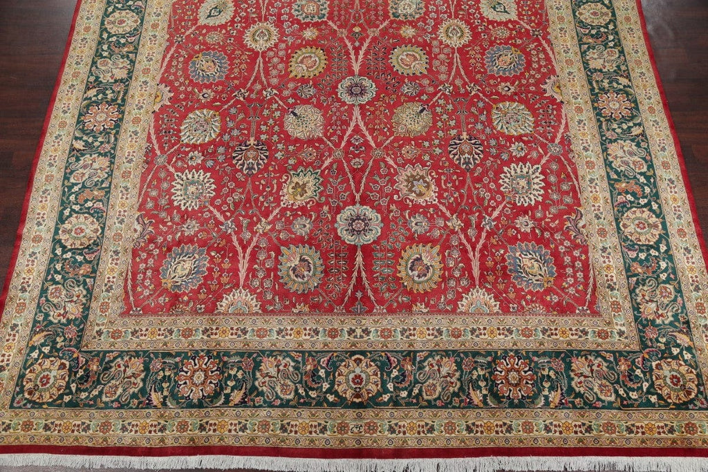 Palace Floral Vegetable Dye Tabriz Persian Hand-Knotted Big 12 x 16 Wool Rug