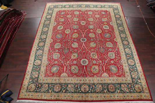 Palace Floral Vegetable Dye Tabriz Persian Hand-Knotted Big 12 x 16 Wool Rug