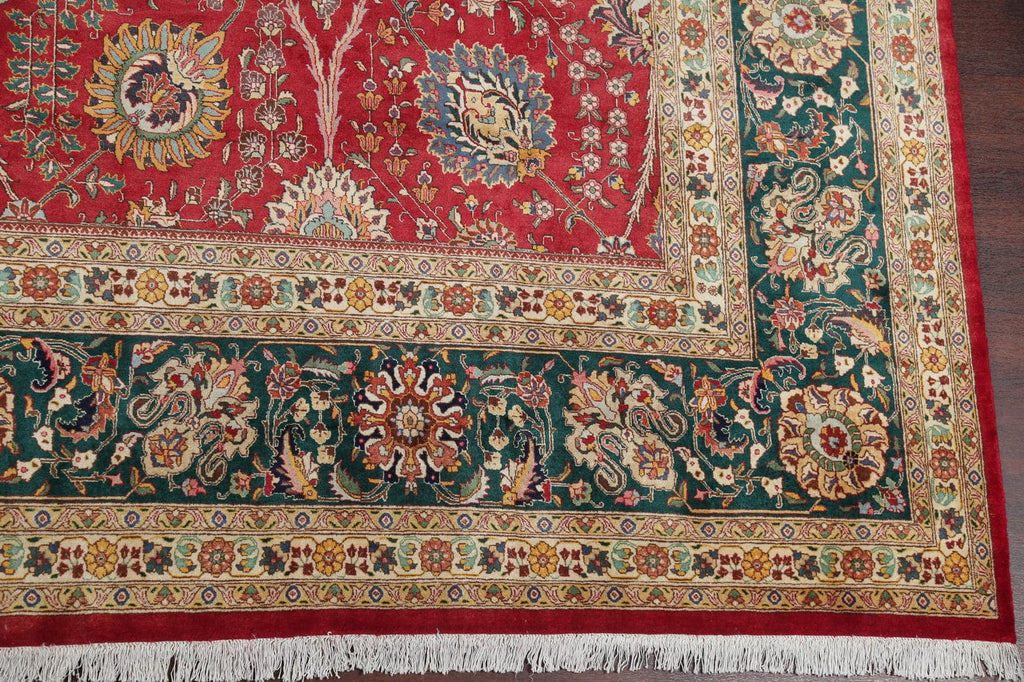 Palace Floral Vegetable Dye Tabriz Persian Hand-Knotted Big 12 x 16 Wool Rug