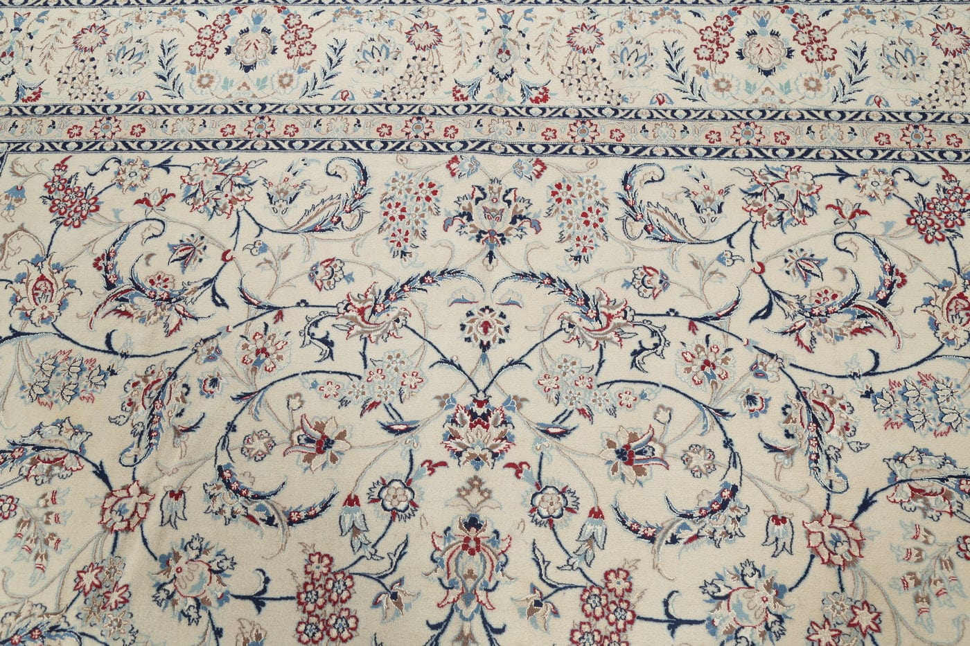 675 Knots Nain Isfahan Persian Ivory Area Rug 8x11