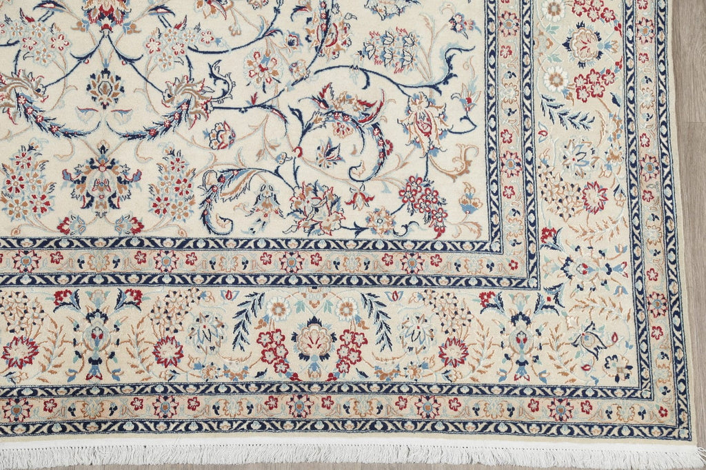 675 Knots Nain Isfahan Persian Ivory Area Rug 8x11