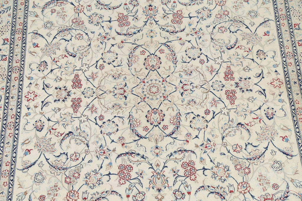 675 Knots Nain Isfahan Persian Ivory Area Rug 8x11