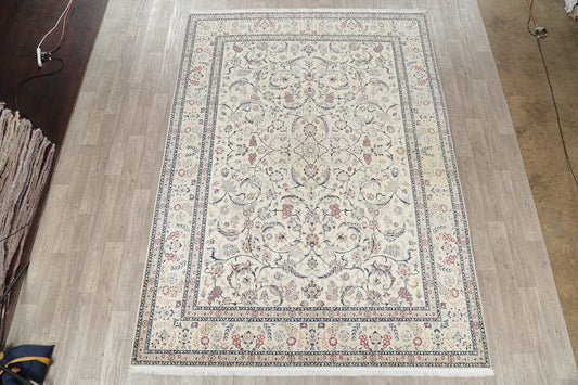 675 Knots Nain Isfahan Persian Ivory Area Rug 8x11